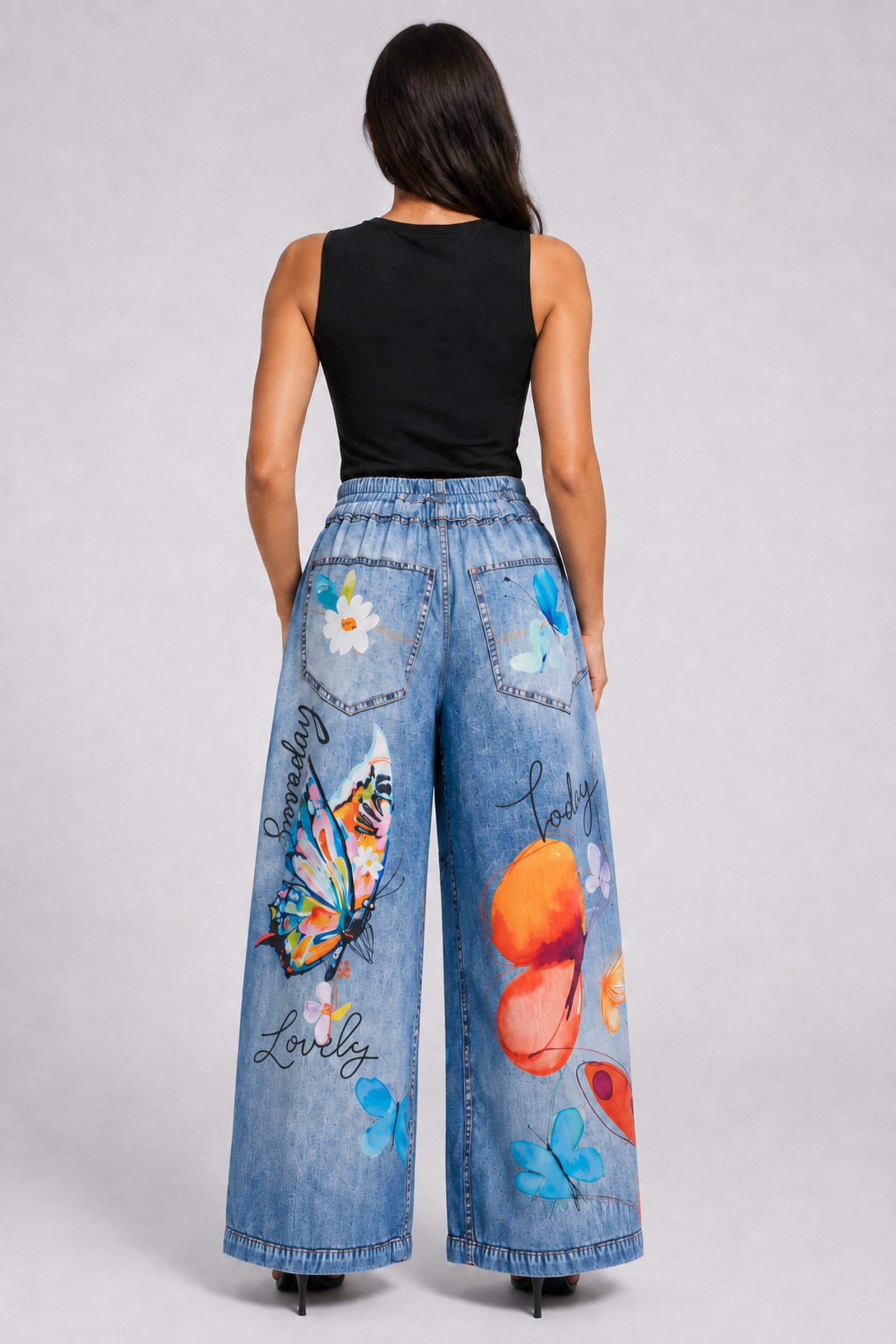 Marisol Floral Jogger Pants — Multicolor Graphic back view