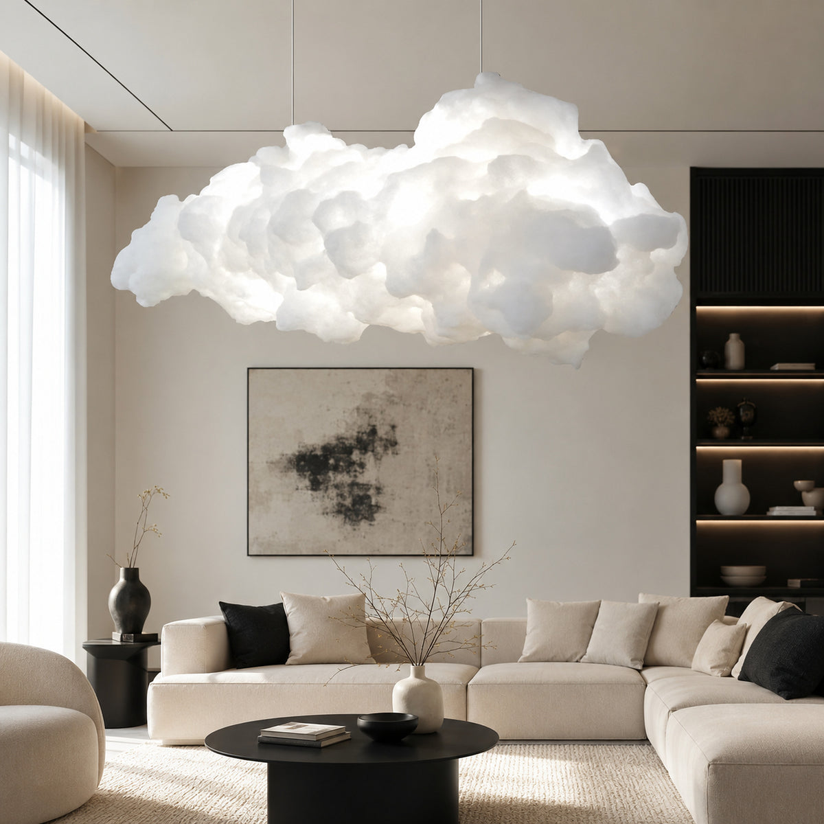 Nimbus Cloud Chandelier in a light modern living room