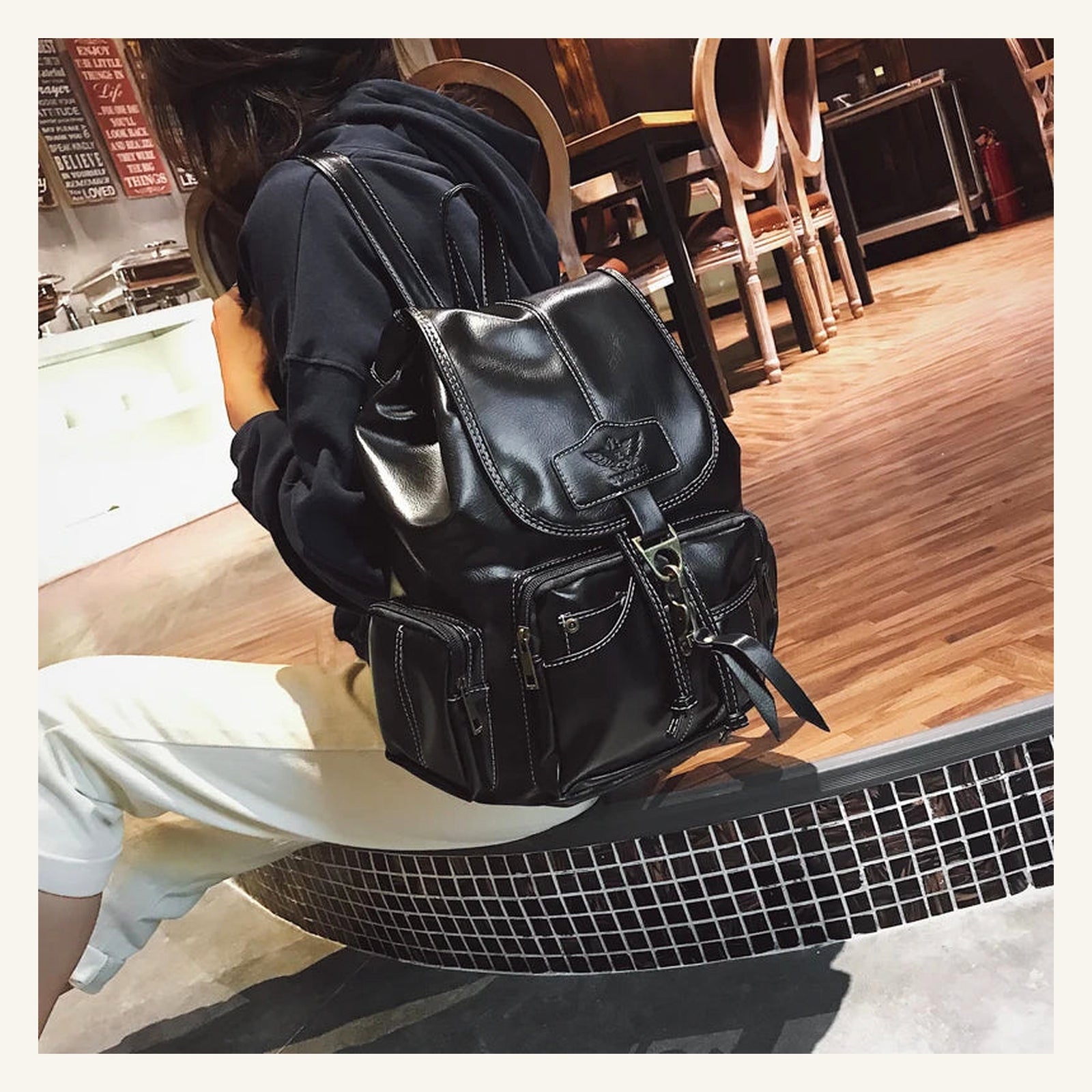 Nomad Pocket Backpack — Black lifestyle view