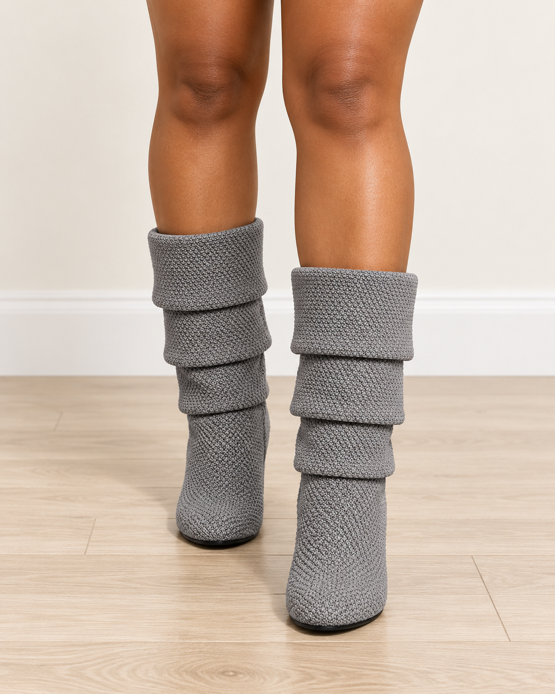 Tamsin Wedge Boots in Grey — tamsin front on foot