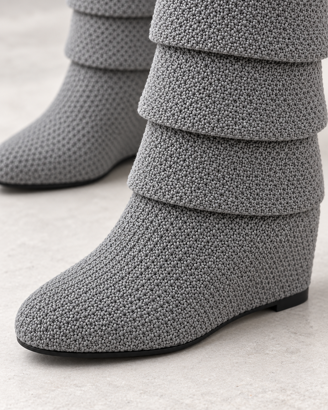 Tamsin Wedge Boots in Grey — tamsin toe knit detail