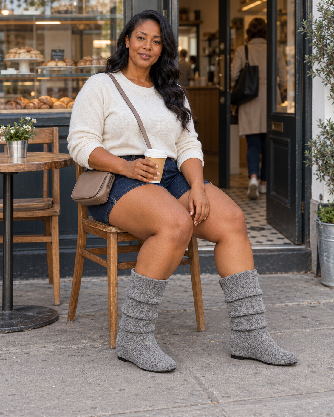 Tamsin Wedge Boots in Grey — tamsin bakery pause