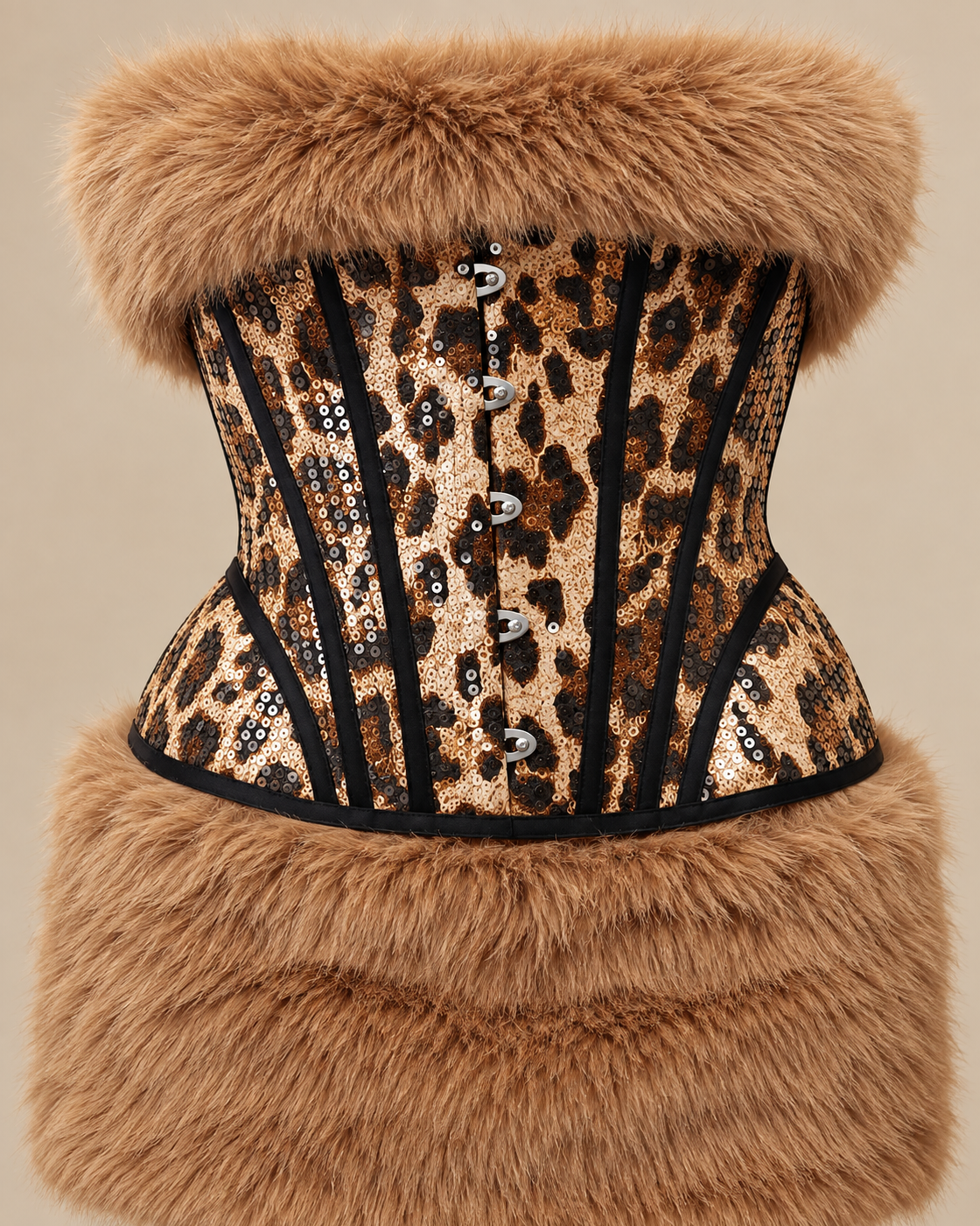 Valeska Plush Skirt Set — Coffee — detail view