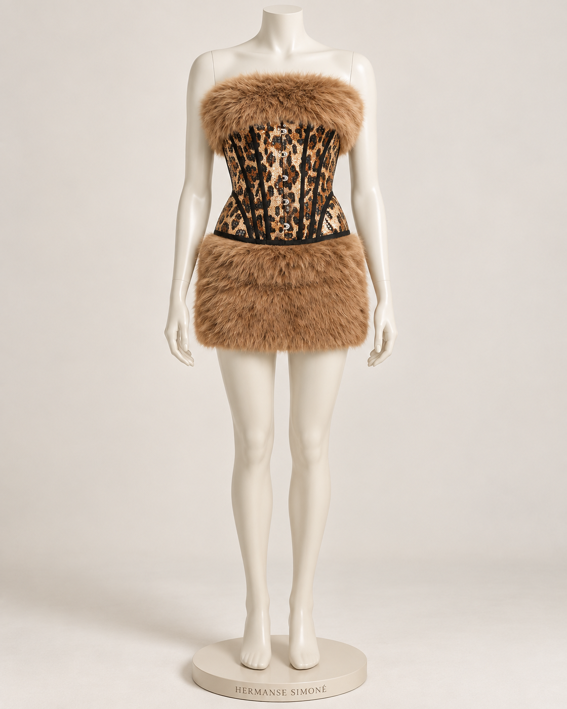 Valeska Plush Skirt Set — Coffee — mannequin view