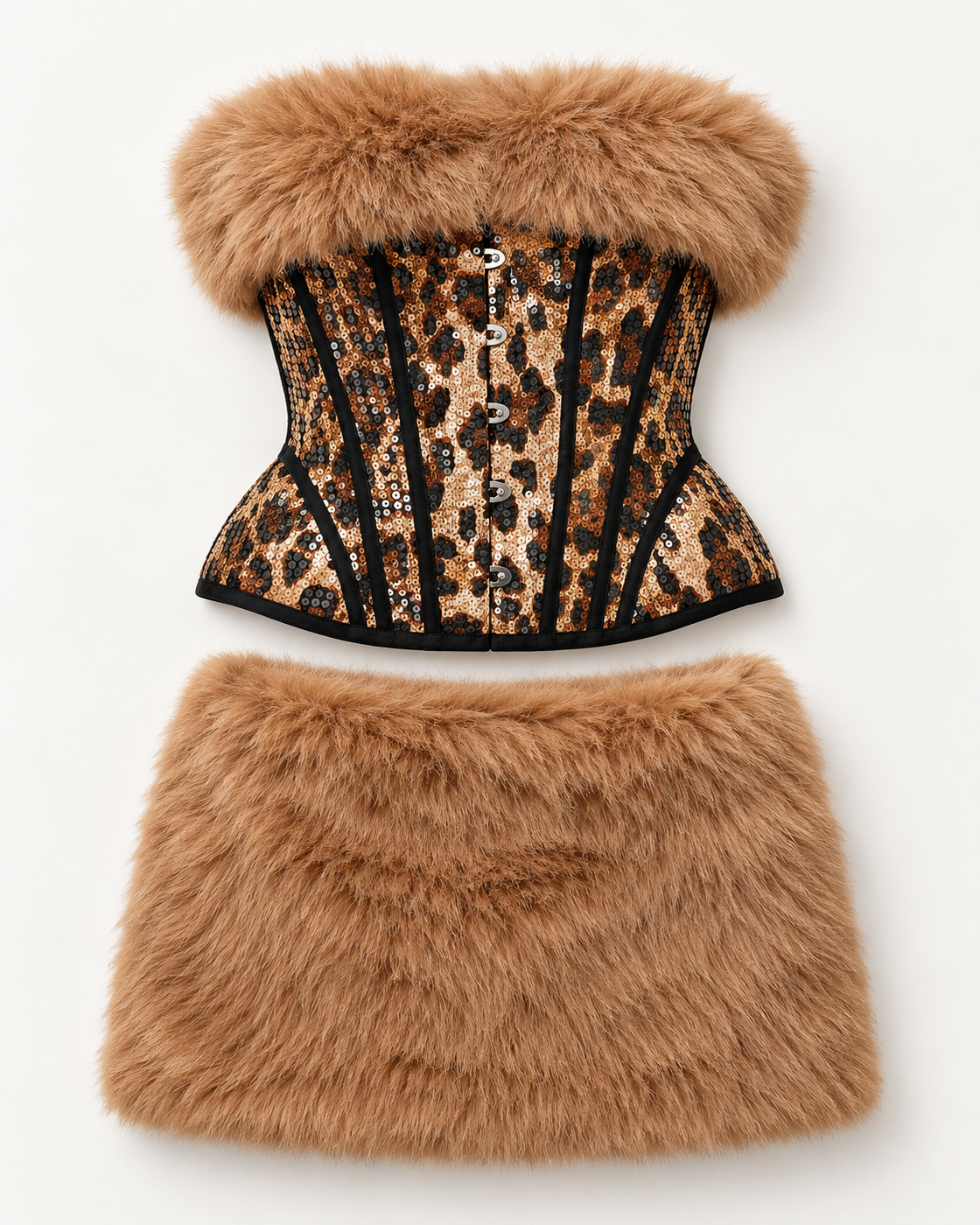Valeska Plush Skirt Set — Coffee — standalone view