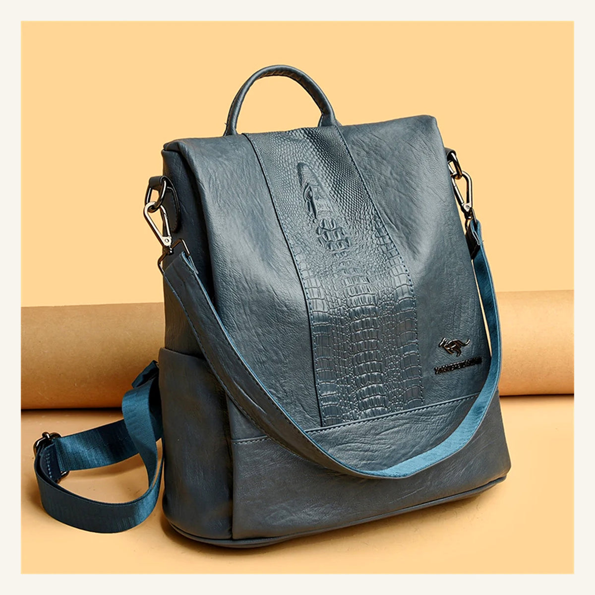 Verona Croc Backpack — Blue variant view