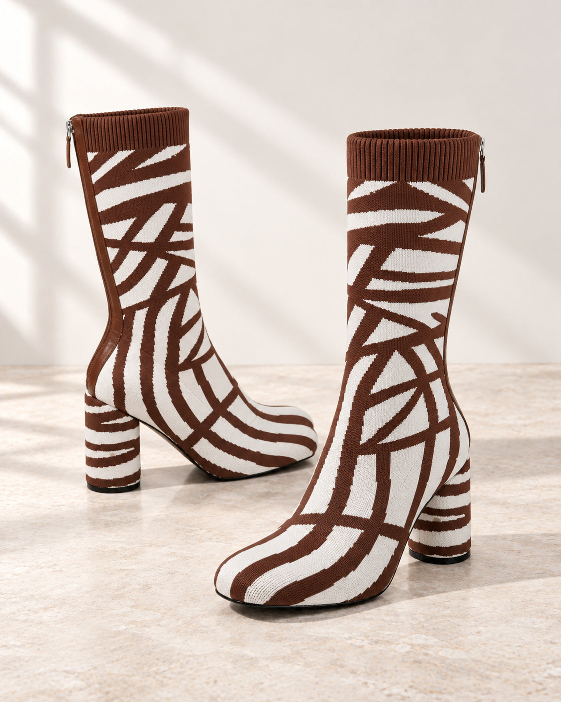 Viretta Knit Boots in Cocoa — pair hero